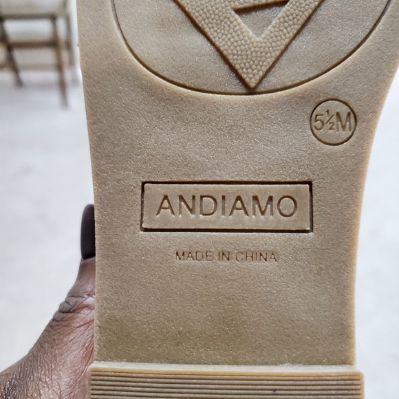 Andiamo Aholbrook Women's Orange Brown Peep Toe Slip-On Flat Sandals Shoes 5.5 - Picture 6 of 7